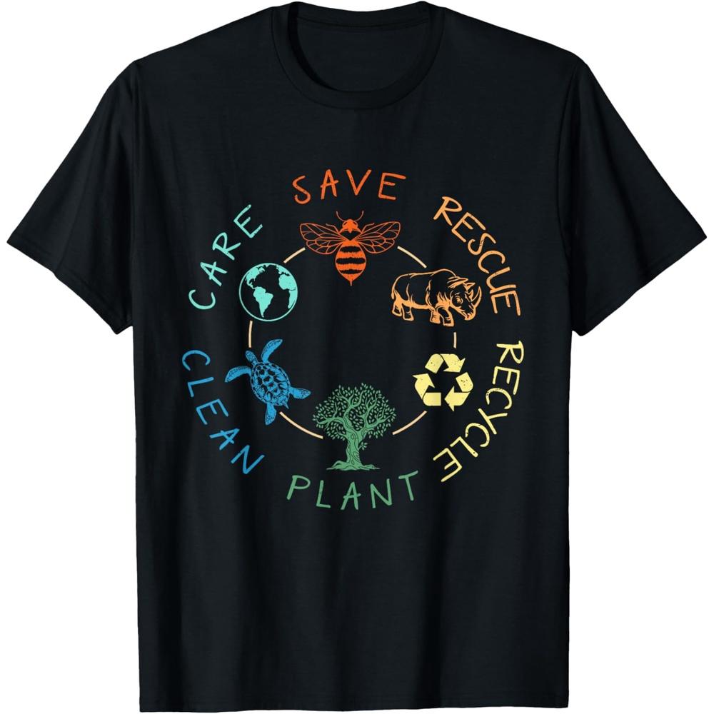 Save Bees Rescue Animals Recycle Plastic Earth Day T-Shirt S чёрный