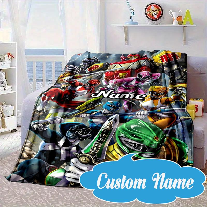 Custom Name Power Rangers City Adventure Blanket bed sofa Blanket Flannel Blanket for Camping, Hiking, Picnic Essentials,gift for Fan family