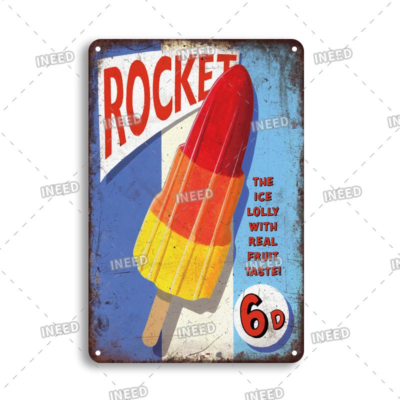 INEED Vintage Decor Fast Food Breakfast Lunch Tin Sign Wall Posters Metal Sign Art Plate Kitchen Decorative Plaque Metal Decor