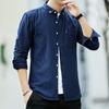 Spring Men's Striped Large-size Korean Version Slim-fit Shirt, Young Student Striped Handsome Polished Shirt