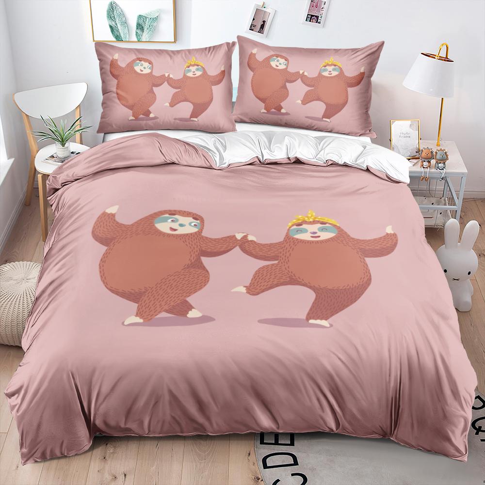 

Cartoon Sloth Bedding Set For Bedroom Home Manga Style Sloth Print Duvet Cover Lazy Sleeping Australian Animal Soft Quilt Cover EU single(135x200cm)