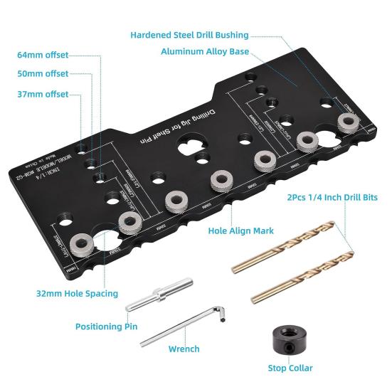 Cabinet Adjustable Shelf Jig Drill Guide Rustproof Corrosion Resistant High Accuracy Cabinet