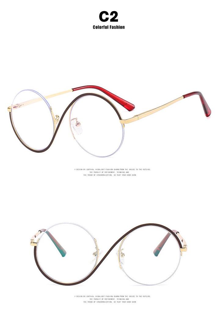 Kedun S Asymmetrical Flat-Lens Blue Light Blocking Metal Half-Frame Glasses, 2022 European & American Style