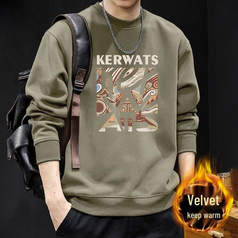 Men's American-Style Round Neck Sweatshirt, Loose Fit, Heavyweight Long Sleeve for Spring and Autumn, Trendy High-Quality Jacket