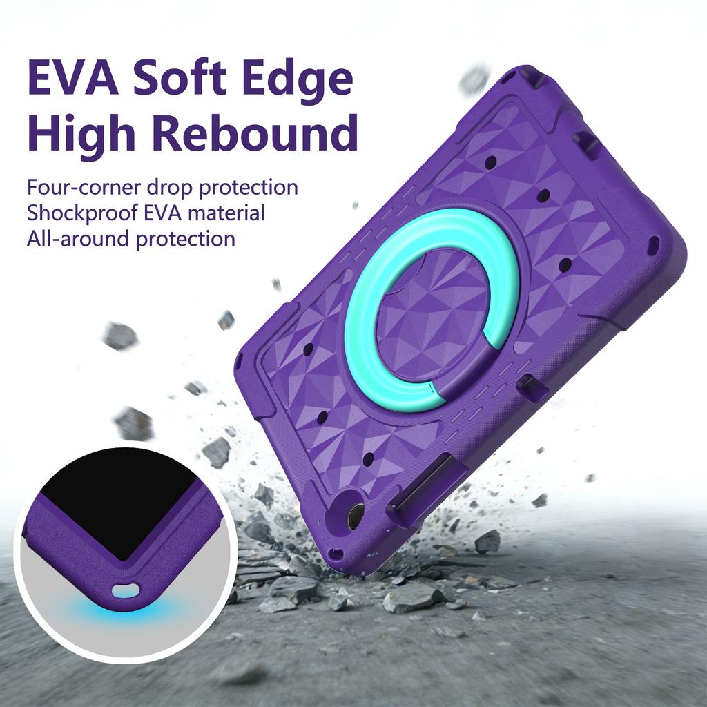 For Samsung Galaxy Tab A11+ / A9+ Case Hand Grip Kickstand Geometric Pattern PC + EVA Tablet Cover with Shoulder Strap