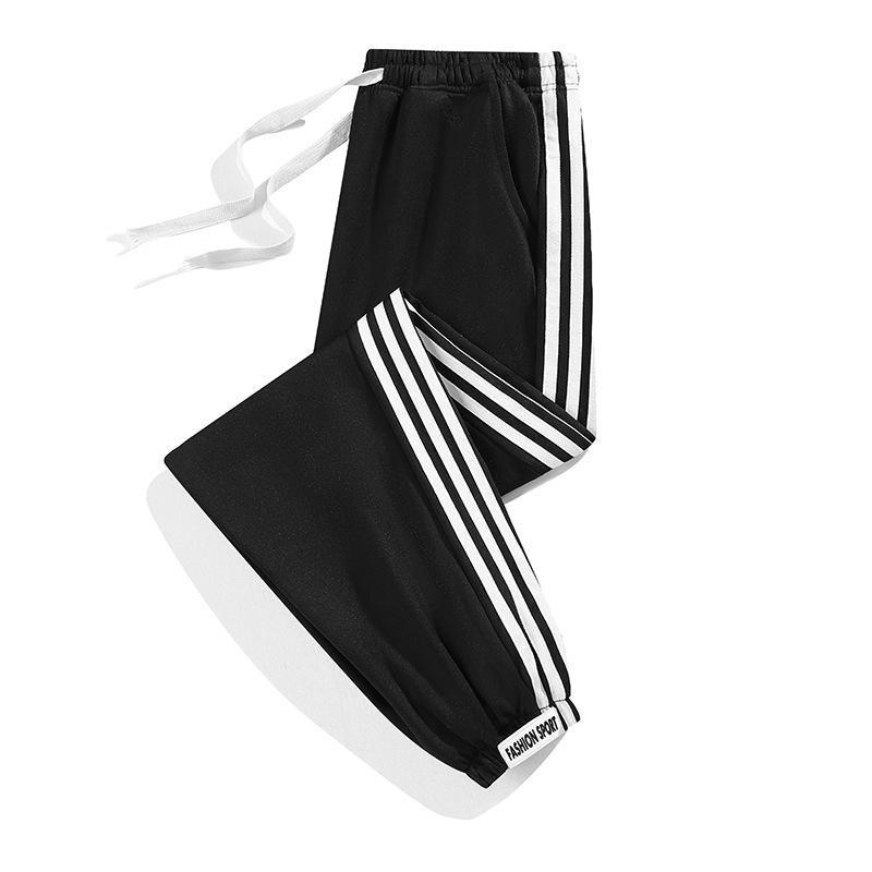 

Подростковые гаремные спортивные штаны с манжетами-лентами в корейском стиле - Повседневная спортивная одежда для весны и осени L чёрный