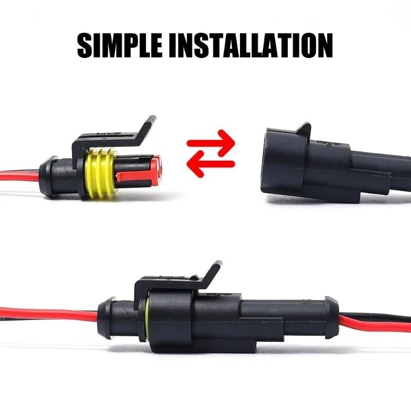16 AWG Waterproof Automotive Male Female Electrical Connectors Plug 2-Pin Way with Wire for Car Motorcycle Scooter Marine