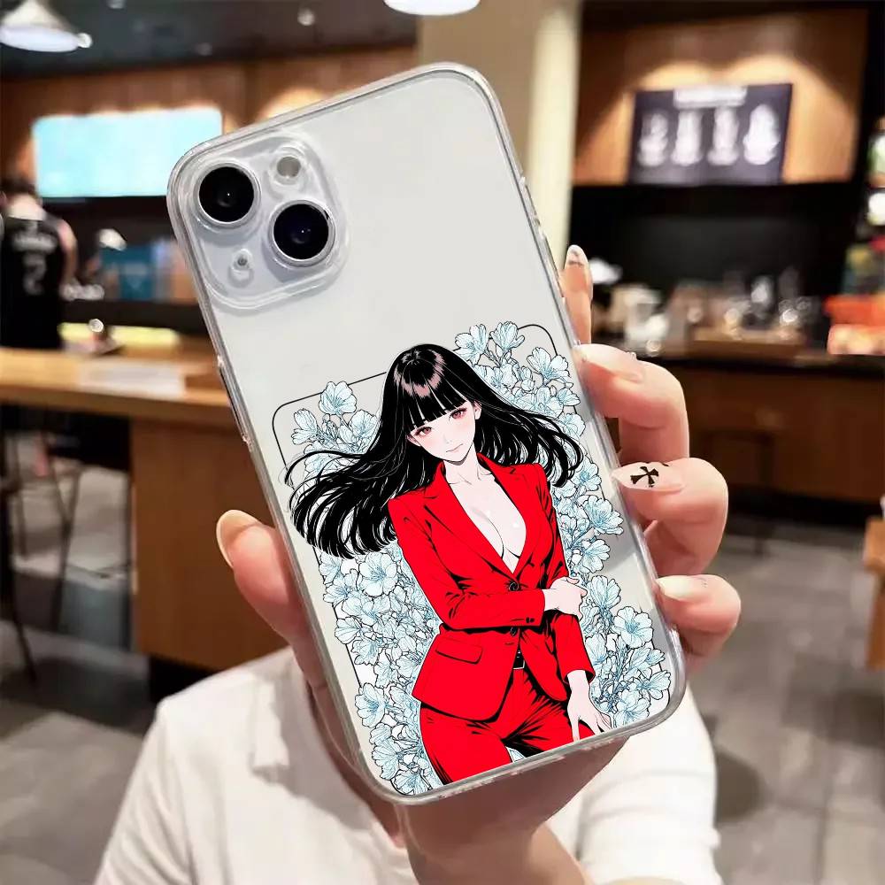 Kawaii Anime Girl Luxury Transparent Phone Case For IPhone 17 16 15 Pro Max 14 13 12 11