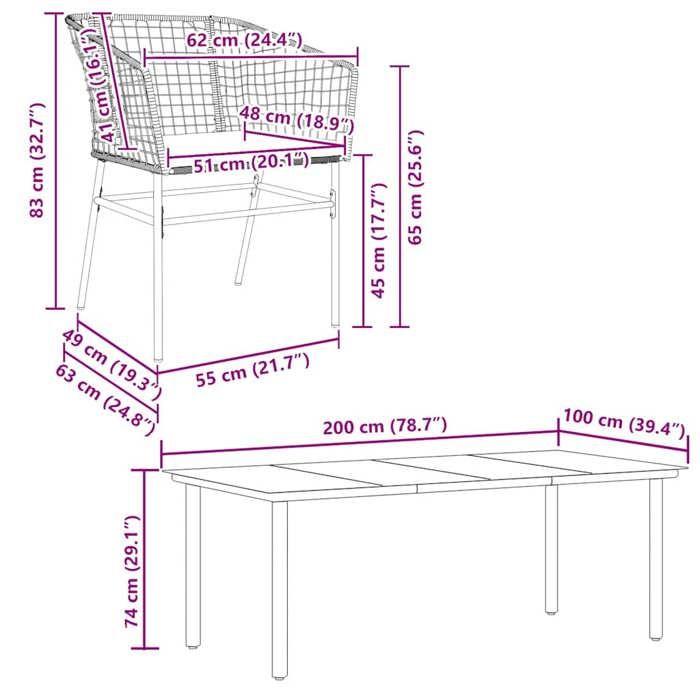 VidaXL Ensemble à manger jardin coussins 9pcs marron poly rotin verre, ensemble de salle à manger d'extérieur 3334610