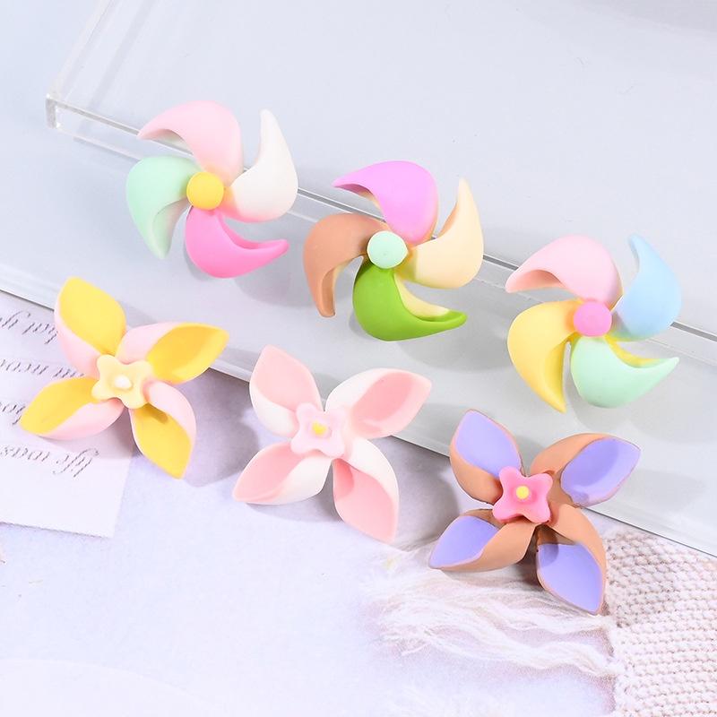 10Pcs Multicolors Artificial Windmill Ornaments DIY Hair Clip Jewelry Resin Craft Phone Cover Decoration Accessories