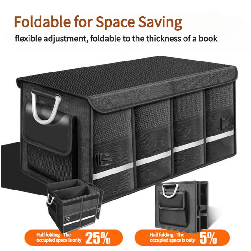 Heavy-Duty 72L Trunk Organizer for Car Large-Capacity Foladable Storage Box High-Density Oxford Cloth Waterproof Car Organizer