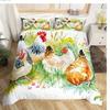 Aquarell Hahn Oster Bettwäsche Set Vollgröße Tier Bettbezug Kissenbezug 2/3 Stück Queen Doppel King Schlafzimmer Heimdekoration Geschenk