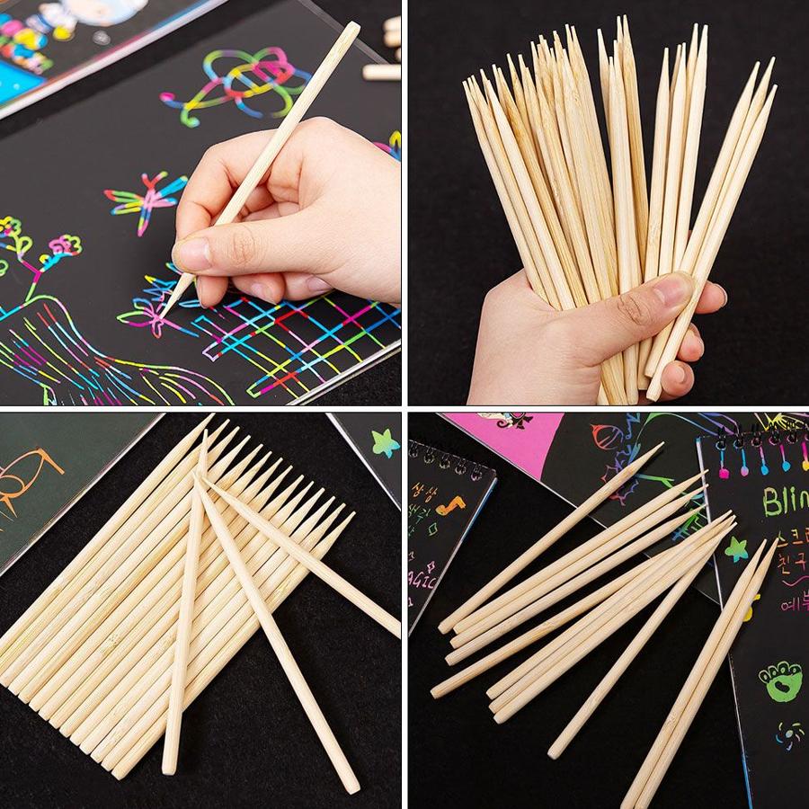 10/20 Stück Regenbogen Magic Scratch Paper & Bambusstift, Kratzbilder zum Malen, DIY Kunsthandwerk Malpapier Geburtstagsparty Geschenk XJM