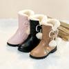 Mädchen Schneestiefel Winter Warme Wolle Gemütliche Rutschfeste Stiefel Plüsch Bequeme Outdoor Wanderschuhe Gefütterte Wanderschuhe Winter