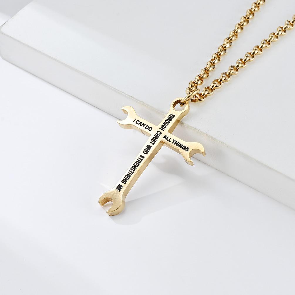2026 Wrench Cross Necklace Fashion Trend Men, Cross Pendant Accessories