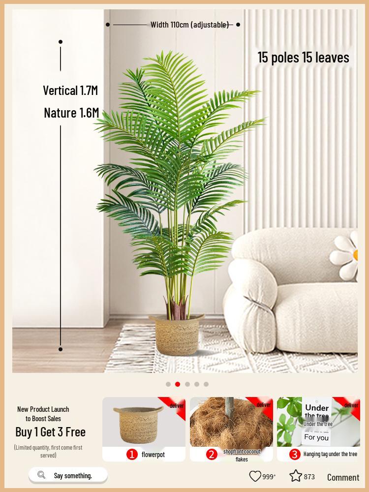 Bionic Green Sprenger's Fern Artificial Tree for Indoor Luxury Living Room Décor