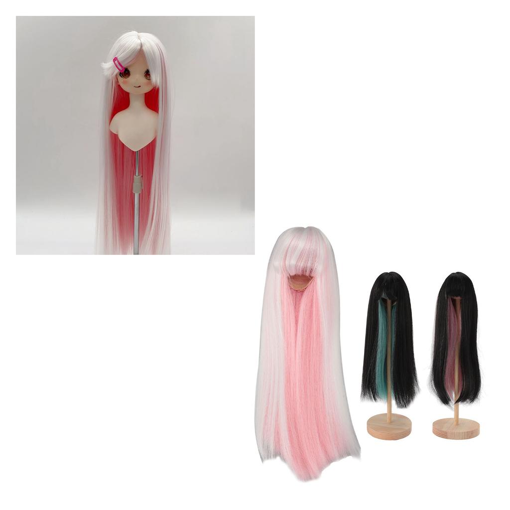 Long Straight Doll Wig Two Color  Doll Hair Wig High Temperature Fiber Doll Replacement Wig for 7