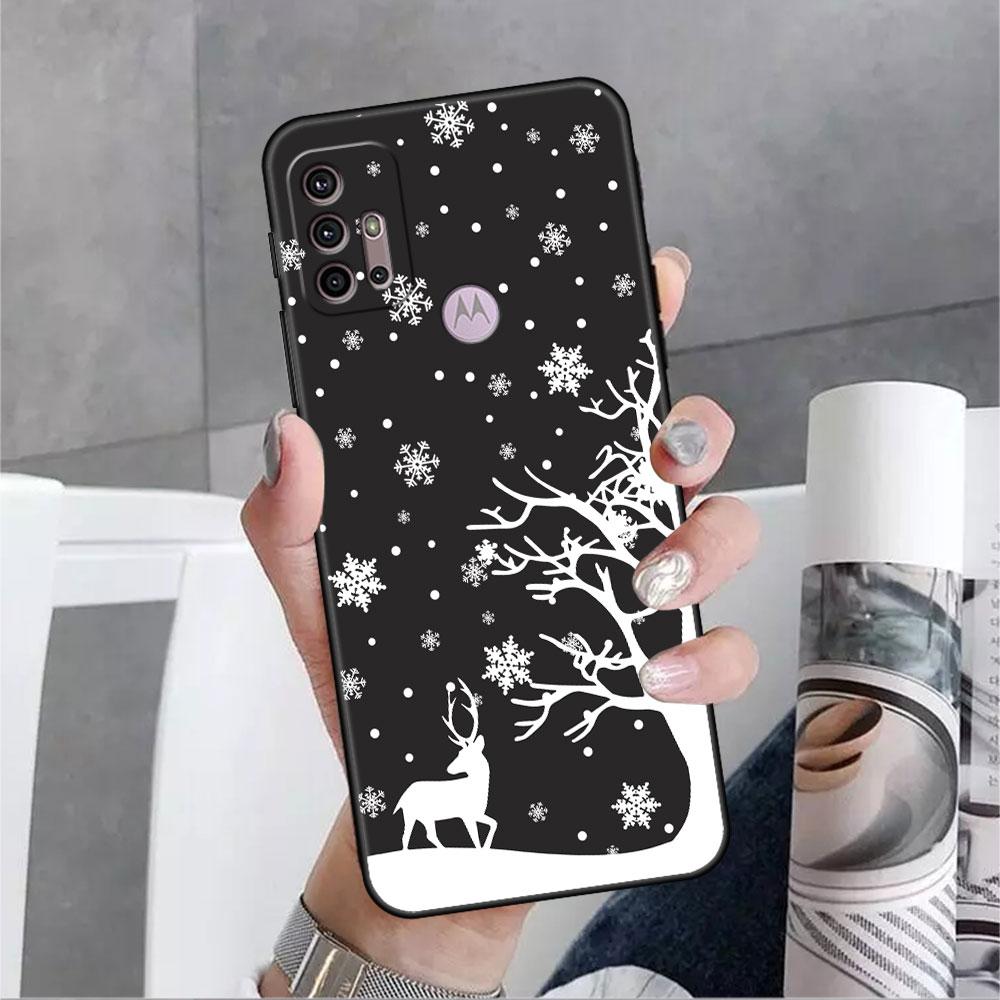 Veselé Vánoce v zimě pouzdro pro Motorola G30 G60 G9 Play ONE Fusion G8 G50 E6s G82 Edge 20 Pro G Stylus 2021 soft phone copas
