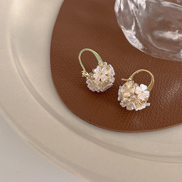 Korean Flower Ball Stud Earrings - Elegant, Luxurious, Versatile Design