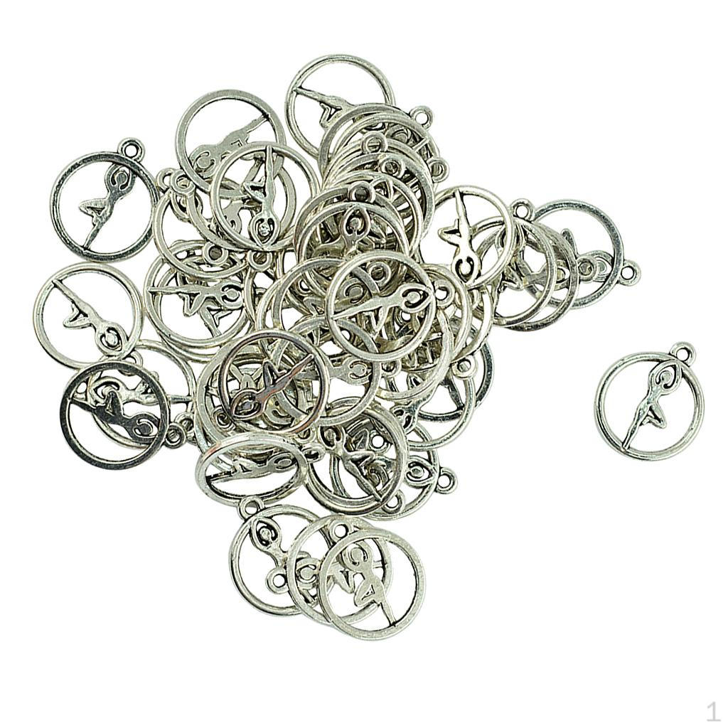 

50 Pieces Tibetan Sliver Round Hollow Out Yoga Necklace Pendants craft Supplies