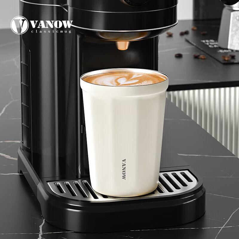 Vanow Insulated Mug Coffee Cup for Men And Women, Ceramic Inner Liner, Stylish Portable Water Bottle for Students, Smoke White