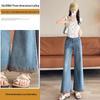 Light Plus Size Embroidered High-Waisted Wide-Leg Jeans for Women - Autumn/Winter Retro Bell Bottoms.