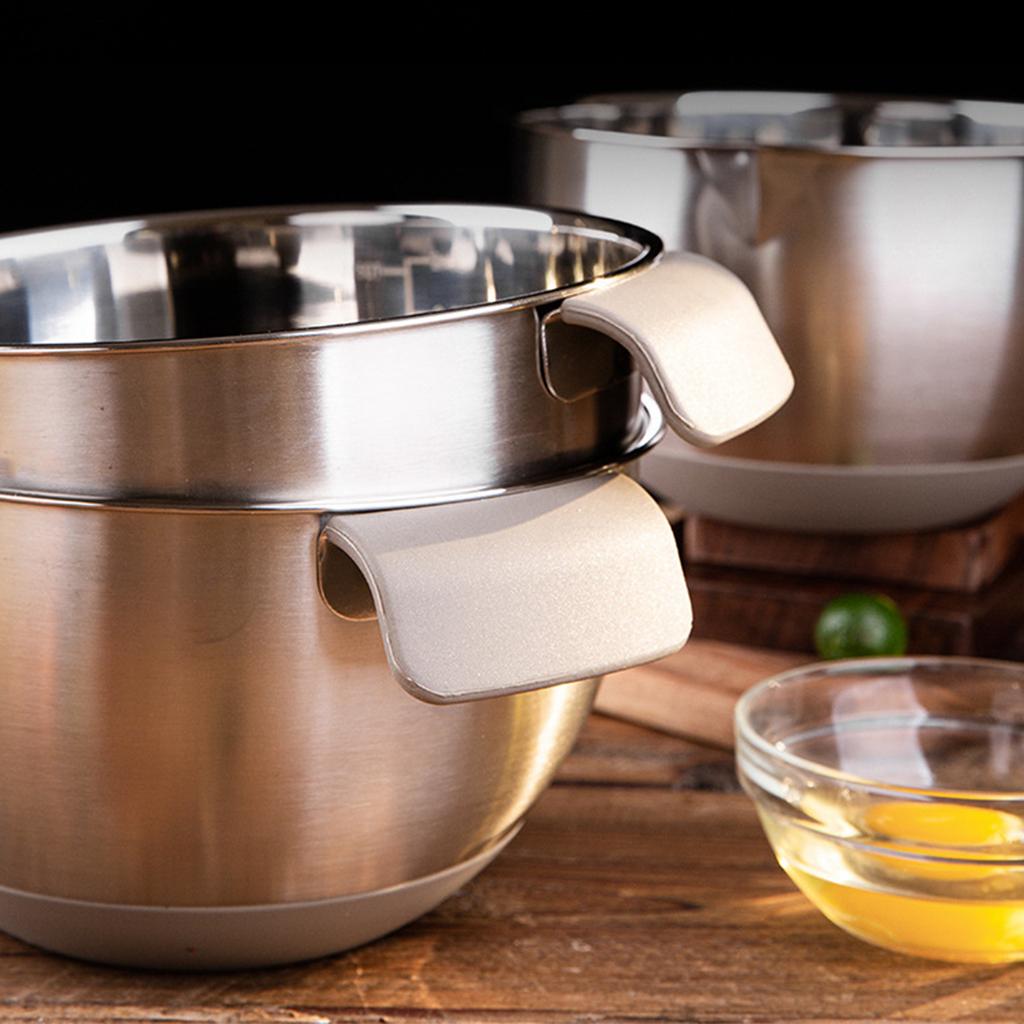 Heavy Duty Stainless Steel Mixing Bowl With Ergonomic Handle Dishwasher Safe Basin For Whipping Baking And Storage