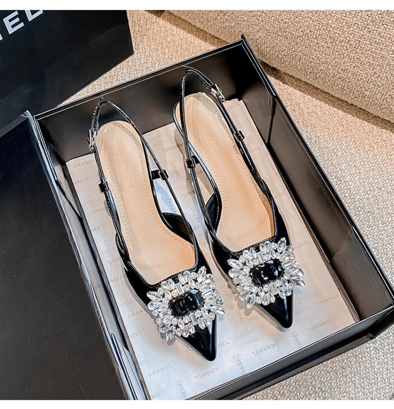 Sandalias Francesas de Moda para Mujer Verano 2025 Diamante Puntera Puntiaguda Tacones Altos Delgados Zapatos de Señora Talla Grande Sandalias de Mujer 41 42 43