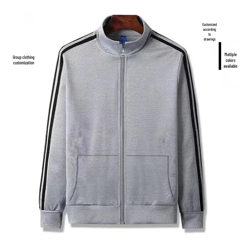 Męska casualowa kurtka sportowa z kołnierzem stojącym i trzema paskami