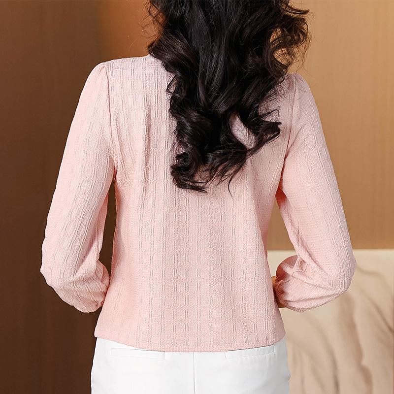 Small Scented V-neck and 7-quarter Sleeve Shirt for Women In Spring New Style Slim and Small Top