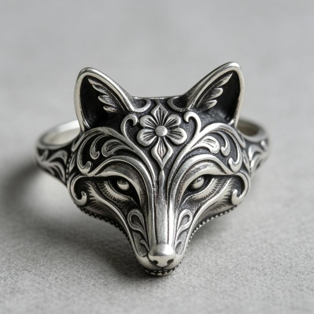 2026 Fox-Wolf Carved Ring: Animal-Shaped Alloy Ornament with Elegant Lines