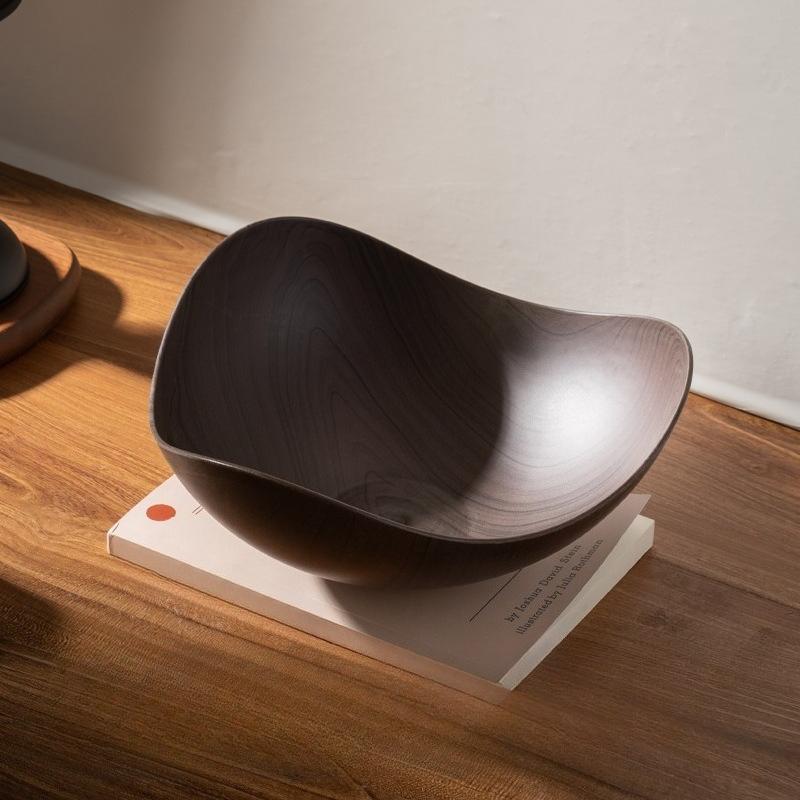 Imitation Wood Grain Fruit Tray Household Snack Plate Desktop Storage Dish for Fruits Desserts Leftovers for Home Daily Use