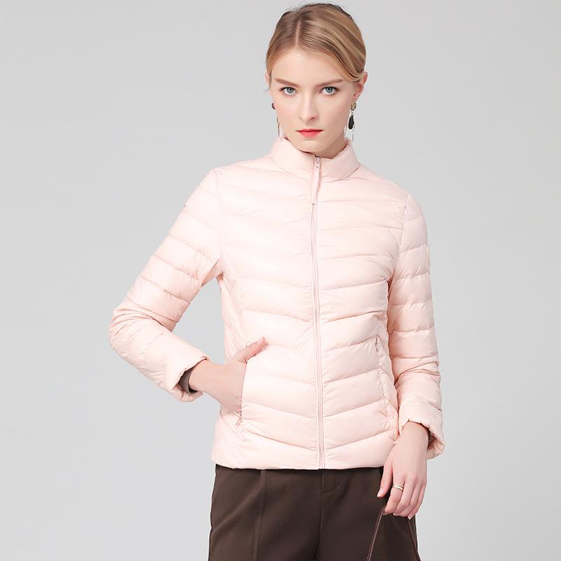 Down Jacket Women's Short New Trendy Fashion Versatile Light and Thin Duck Down Stand-up Collar Slim Jacket