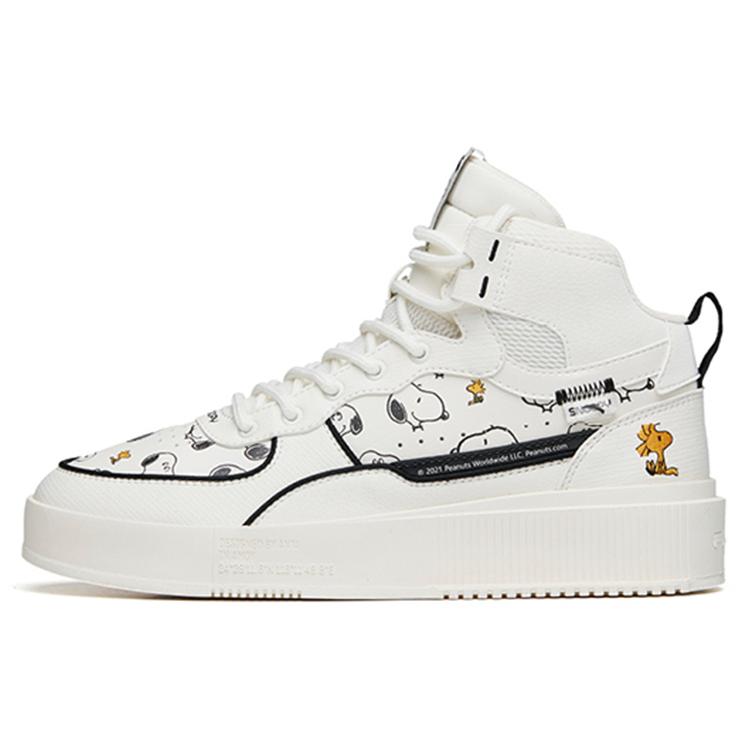 

SNOOPY x Anta Life Collection Slip Resistant Abrasion Resistant Mid top Skateboard Shoes Women s White Black Yellow 922138011-8 38.5