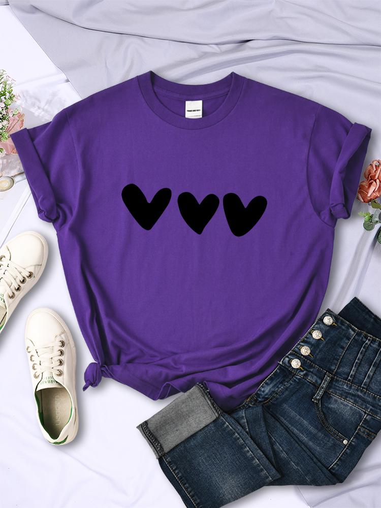 Black Heart Printing Female T-Shirts Personality Street Short Sleeve All-math Soft Tee Clothing Casual Breathable Women Tops