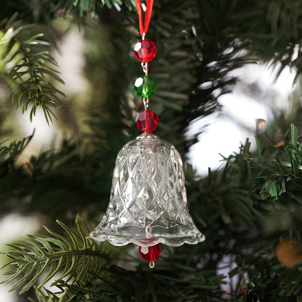 Christmas Tree Decoration Glass Bell Ornament Aesthetic, Wind Chimes Glass Pendant for Bedroom Ladies Party Porch