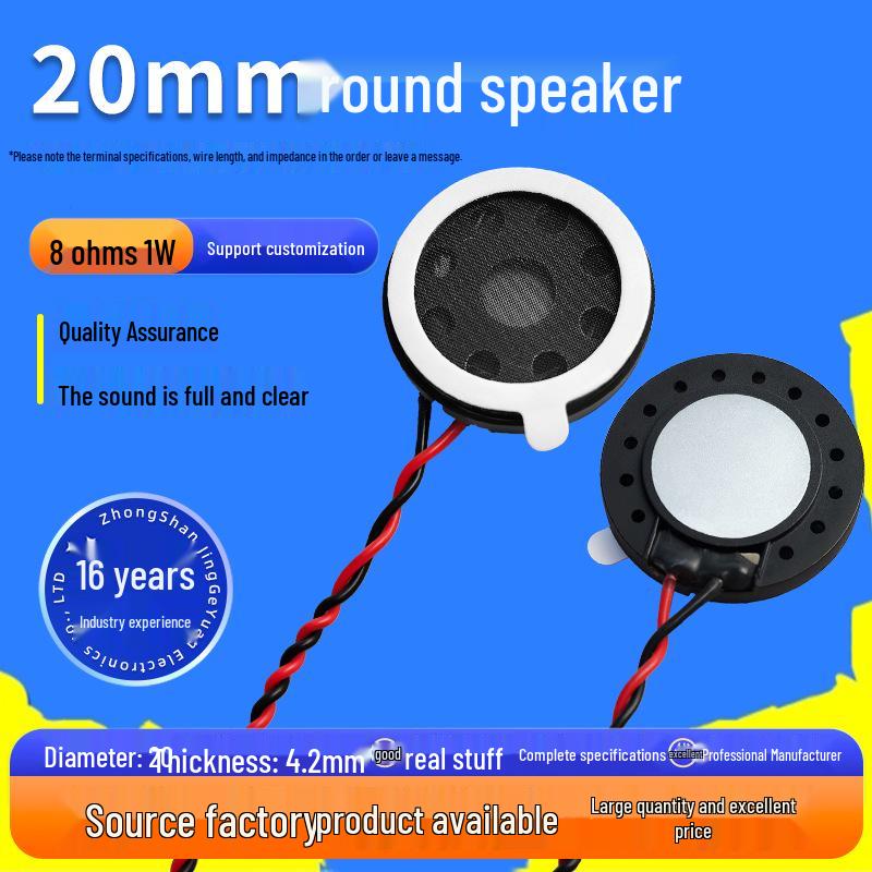 JingGeYuan 20mm Round Plastic Magnet Wired 8 Ohm 1W Security Lock Speaker