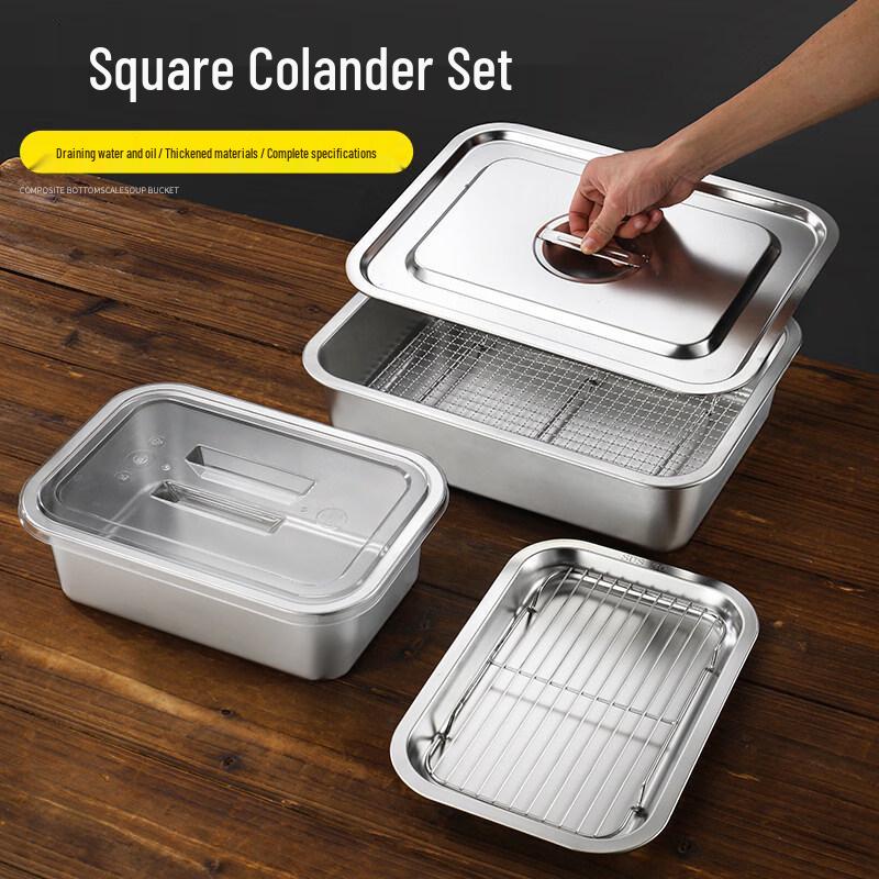 Aokewen 304 Stainless Steel Multi-Purpose Kitchen Basin & Drainage Tray with Lid