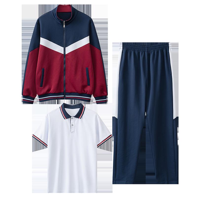 Primary School Spring/Autumn Sportswear: 3-Piece POLO Set with Summer Short Sleeve Garden/Class Uniforms