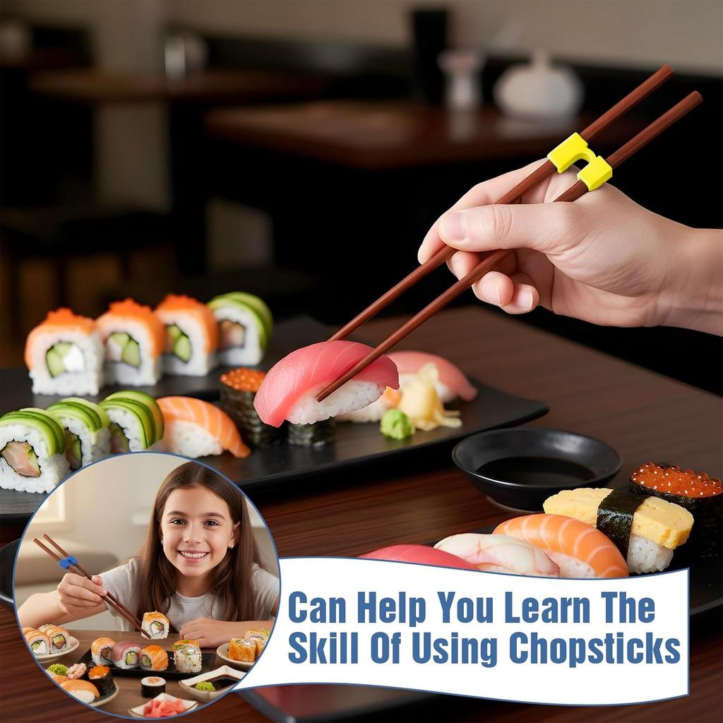 10 Pairs Reble Chopstick Helper, Chopstick Trainers for Beginners, Adult Straining Chopsticks Hinges Connector, Non-Slip Chopsticks Trainer