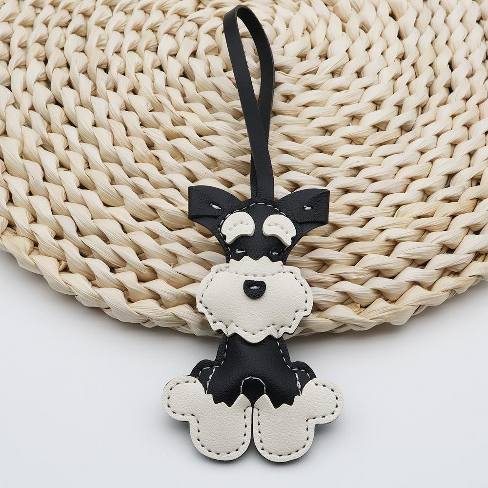 Miniature Schnauzer PU Leather Dog Charm: Creative Puppy Pendant