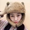 Winter Bear Earflap Bucket Hat Brown Fur Hat