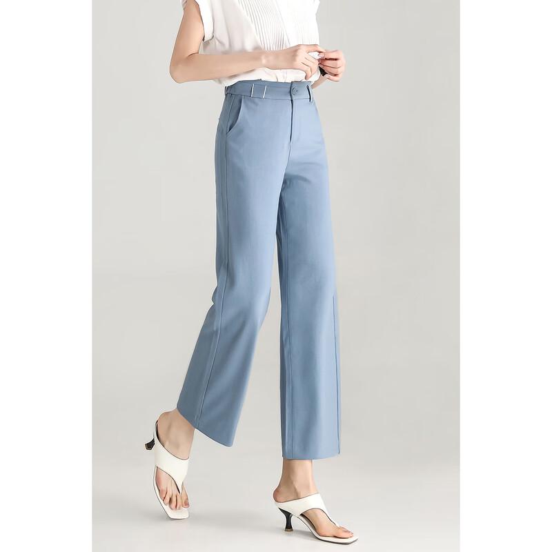 Mengshuya Women's High-Waist Cooling Anti-Wrinkle Straight-Leg Cropped Pants