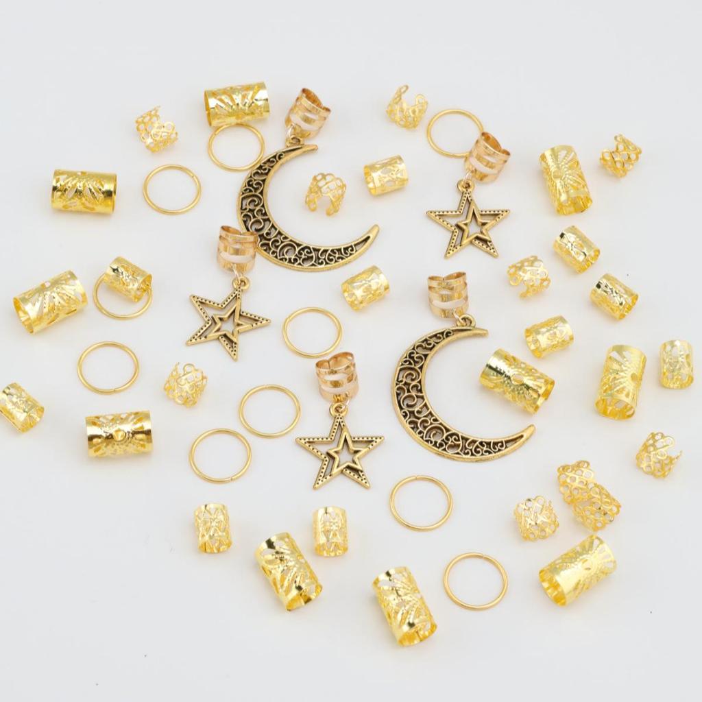 45pcs Star Braid Metal Pendant Hair Rings