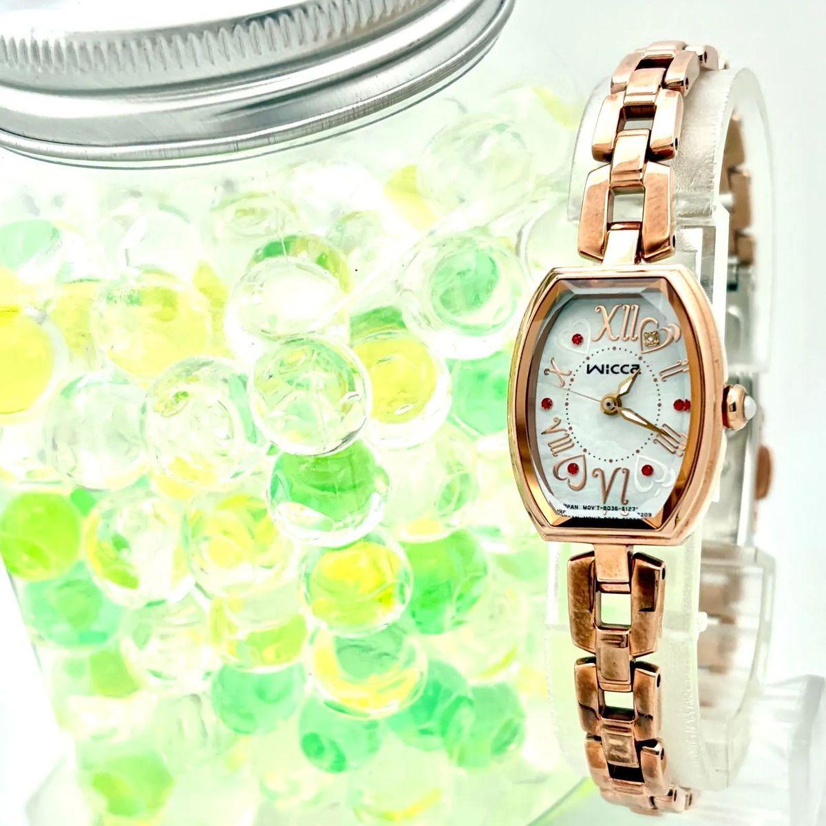 [In operation] CITIZEN Citizen Wicca Solar Ladies Watch Diamond Colored Stone Shell B036-R005197