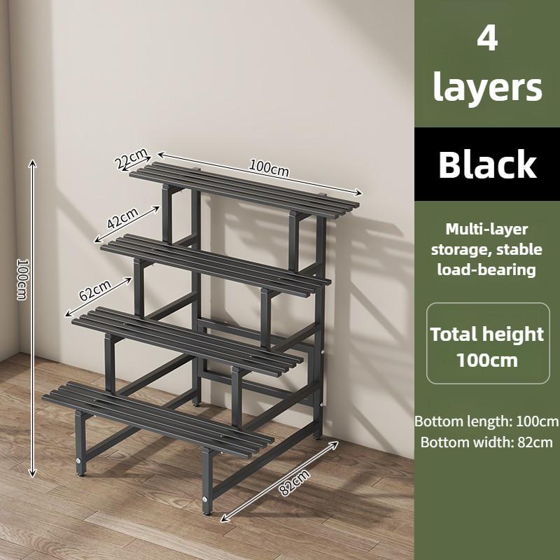 Stainless Steel Metal Flower Step Display Stands Balcony Flower Room Plant Rack Waterproof Multi-Layer Ladder Shelf