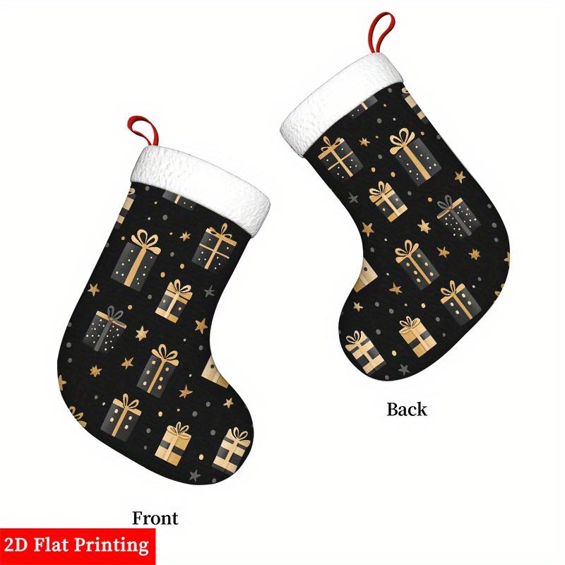 Christmas decoration fireplace hanging stocking2D Flat Printing Christmas Decorative Socks Gifts And Stars on