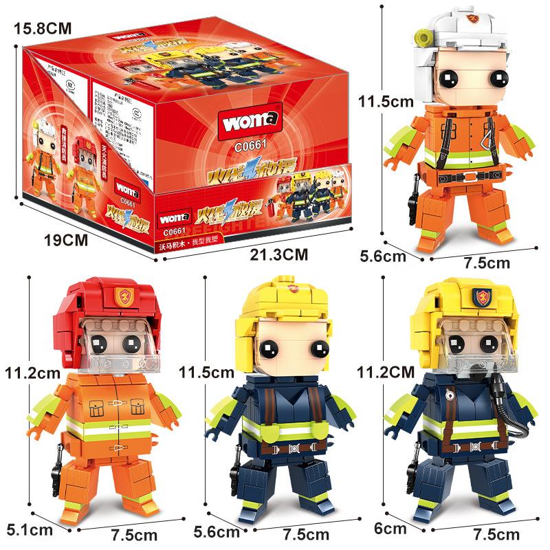 Fangtou Tsai Fire Line Rescue Firefighter Fire Truck Assembled Small Particle Building Block Children'S Educational Toys Gifts