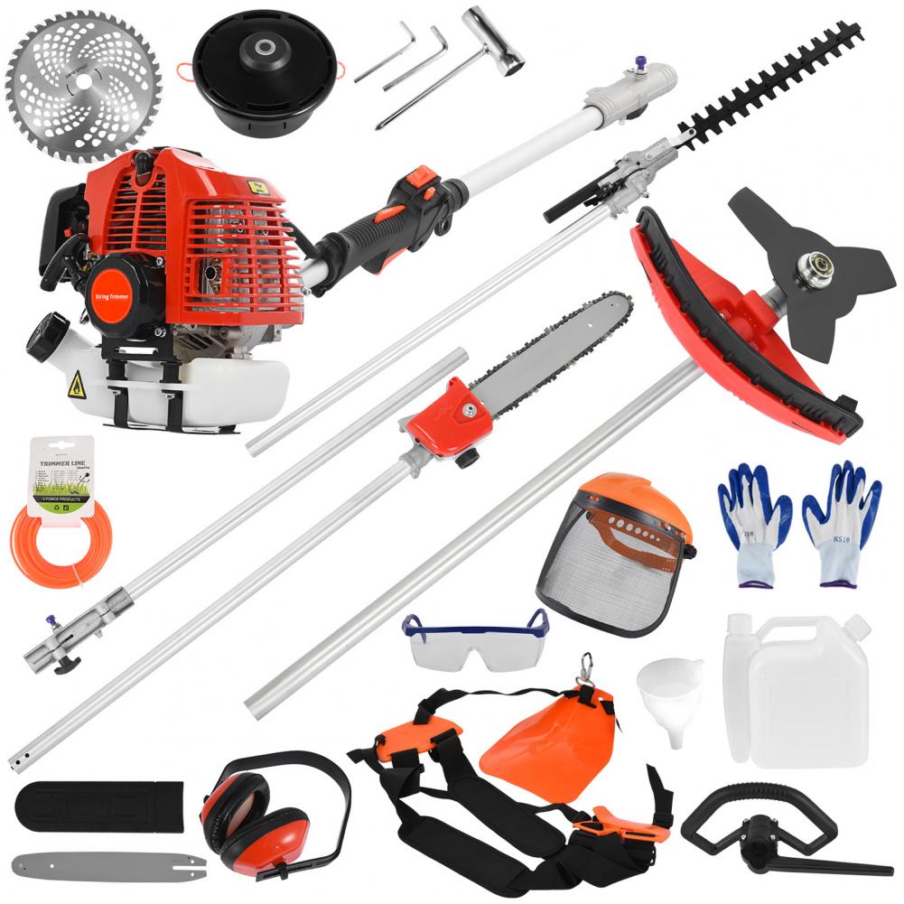 52cc Petrol 3-in-1 Hedge Trimmer - Powerful Chainsaw & Brush Cutter Combo with Guard Accessories