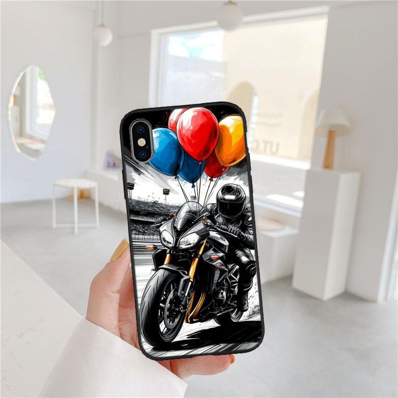 LO95 Motorcycle Racing Soft Shell Phone Case for iPhone SE X XS XR 11 16E 17 Pro Max Air 8 7 6 6s Plus